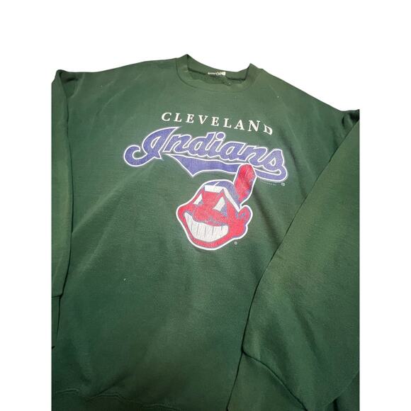 Vintage Nutmeg Cleveland Indians 90s crewneck over sized sweater large logo face - Picture 6 of 8